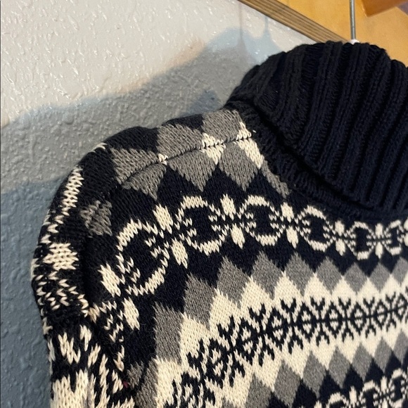 Marsh Landing Fair Isle Knit Sweater – Black & White Turtleneck Pullover Size L - Picture 10 of 12